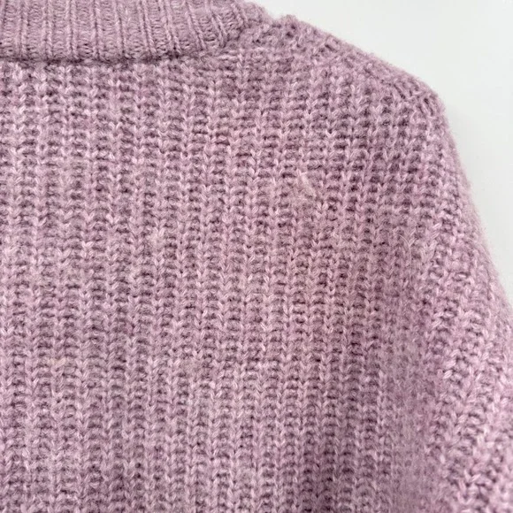 ZARA‎ Oversized Chunky Knit Cardigan Lavender Purple V Neck Button Front Pockets - Picture 8 of 10